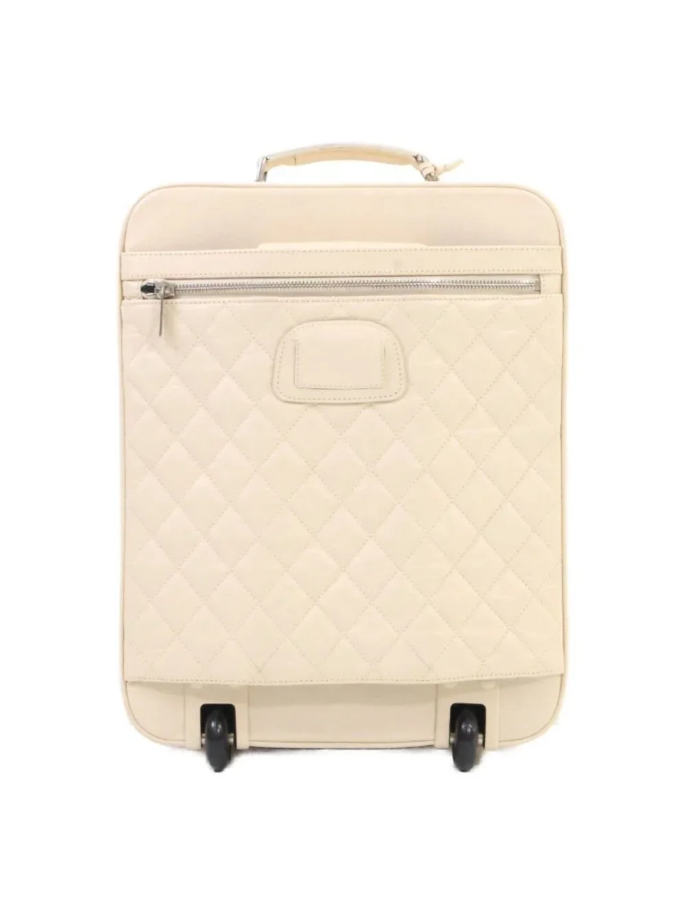 Chanel Vintage Calfskin Beige Quilted Carry Case Travel